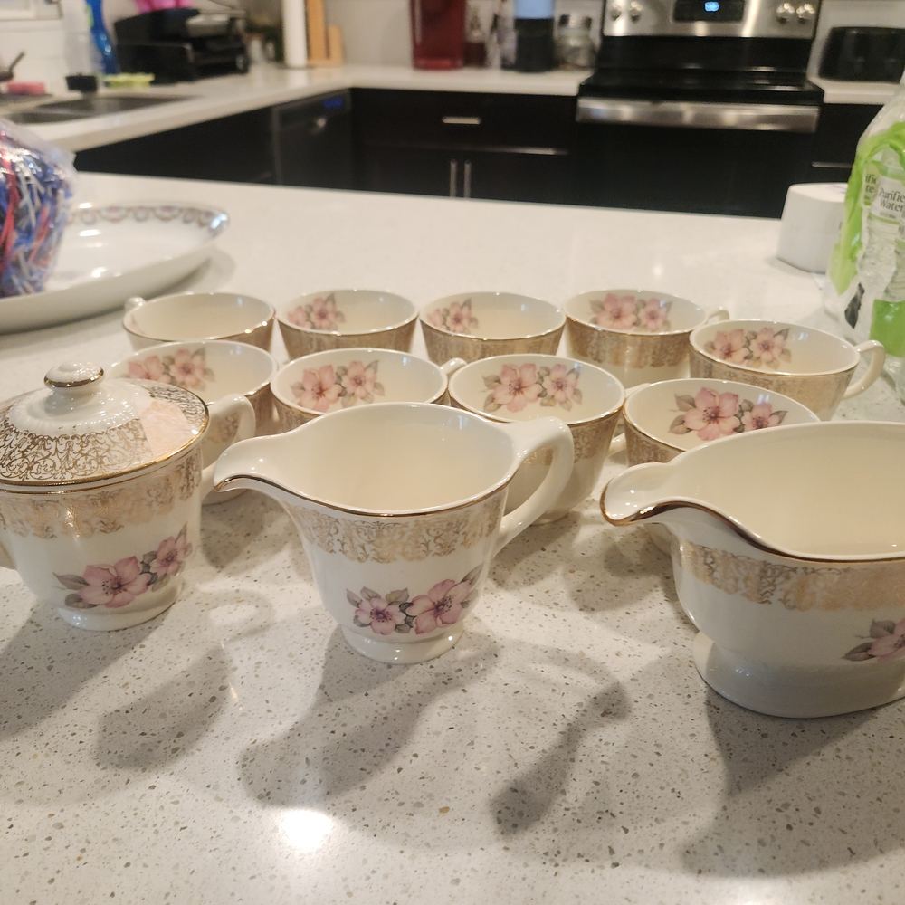 Homer Laughlin Gold and Cream Coffee Accessories